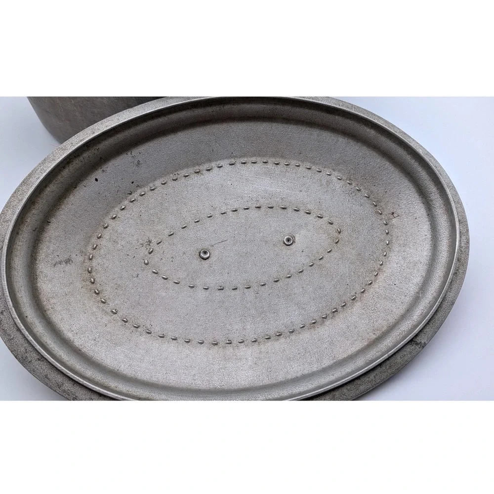 Vintage Miracle Maid G2 Cast Aluminum Oval Roaster Dutch Oven Basting Lid Silver